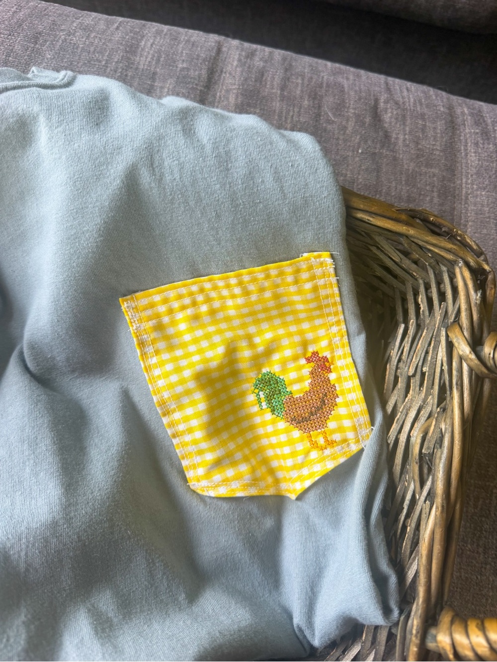 Cross- stitch Rooster pocket tee